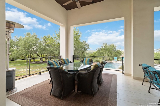 23510 Avila, San Antonio, TX 78255 - view of patio / terrace featuring a ceiling fan and central air condition unit