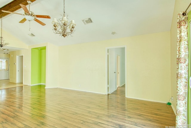 15018 Miss Ellie Dr, San Antonio, TX 78247 - unfurnished room with a chandelier, light wood finished floors, baseboards, and ceiling fan