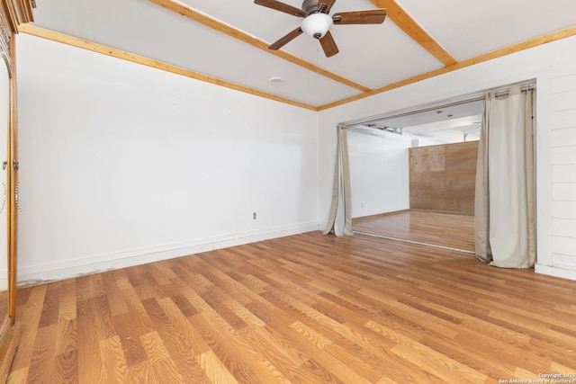 22919 Hightop, Elmendorf, TX 78112 - empty room with a ceiling fan, light wood-style flooring, and lofted ceiling