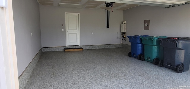 10814 Prusiner, Converse, TX 78109 - garage with electric panel, water heater, and a garage door opener