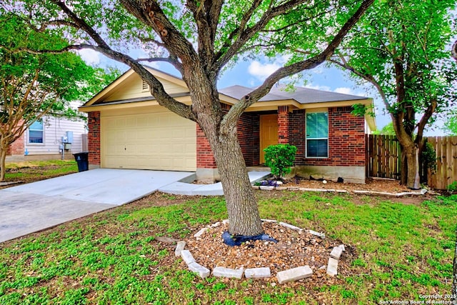 219 Starling, New Braunfels, TX 78130 - ranch-style home featuring brick siding, concrete driveway, and an attached garage
