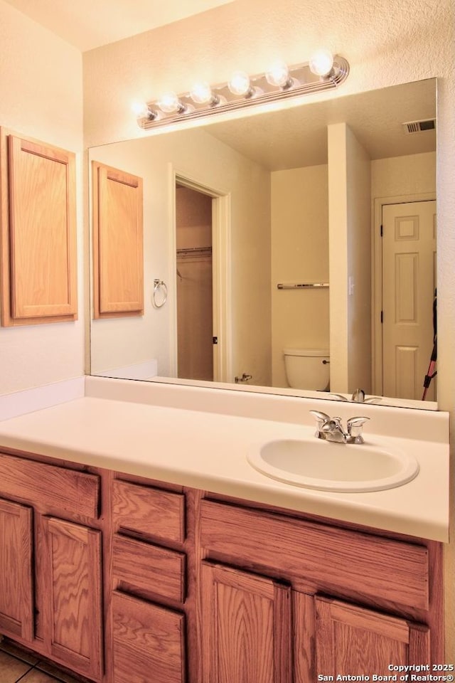 219 Starling, New Braunfels, TX 78130 - bathroom featuring vanity, toilet, and a closet