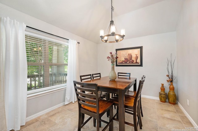 1926 Kalli Jo Ln, New Braunfels, TX 78130 - dining space featuring a chandelier, baseboards, and lofted ceiling