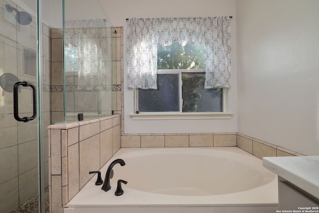 2392 Medina, New Braunfels, TX 78130 - bathroom with a shower stall, a garden tub, and vanity