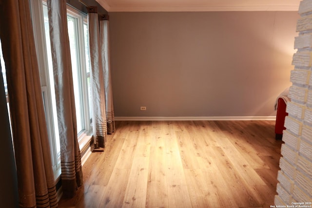 215 Five Oaks, San Antonio, TX 78209 - empty room featuring light wood-style floors, ornamental molding, baseboards, and decorative columns