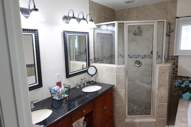 215 Five Oaks, San Antonio, TX 78209 - full bath with double vanity and a shower stall