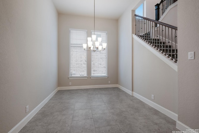 25448 River Ledge, San Antonio, TX 78255 - unfurnished dining area with healthy amount of natural light, a chandelier, and baseboards