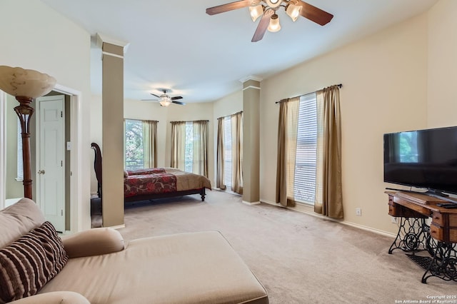 1730 Escada, San Antonio, TX 78258 - bedroom featuring carpet, baseboards, and a ceiling fan