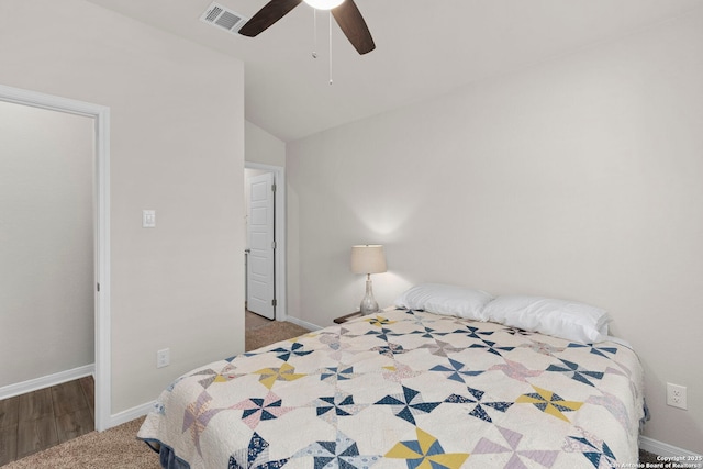 3065 Charyn Way, New Braunfels, TX 78132 - bedroom featuring lofted ceiling, ceiling fan, baseboards, and carpet flooring