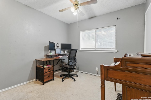 2435 Westgard, San Antonio, TX 78245 - office space featuring carpet flooring, a ceiling fan, a textured ceiling, and baseboards