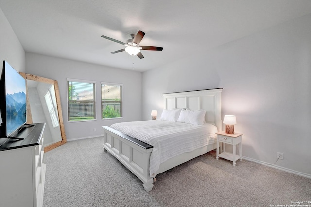 14468 Gecko Lndg, San Antonio, TX 78253 - bedroom featuring light colored carpet, baseboards, and a ceiling fan
