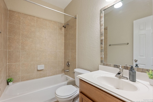1210 Magellan, Windcrest, TX 78239 - full bath with a textured wall, toilet, bathtub / shower combination, and vanity