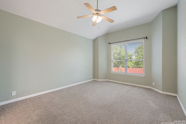 1210 Magellan, Windcrest, TX 78239 - carpeted empty room with ceiling fan, lofted ceiling, and baseboards