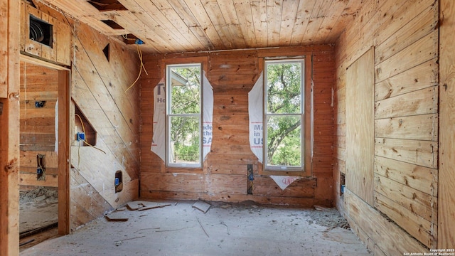 160 E Klein, New Braunfels, TX 78130 - spare room with plenty of natural light, wood ceiling, and wood walls