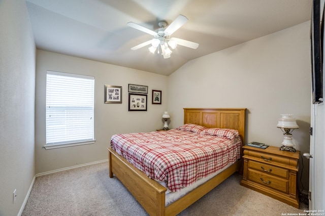 703 Point Spgs, San Antonio, TX 78253 - carpeted bedroom with baseboards, ceiling fan, and vaulted ceiling