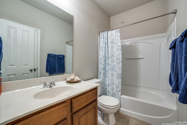 703 Point Spgs, San Antonio, TX 78253 - full bath with vanity, toilet, tile patterned flooring, and shower / bath combination with curtain