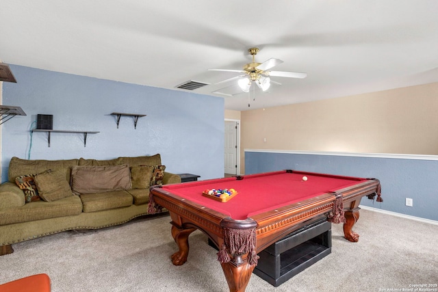 4222 Manitou Bay, San Antonio, TX 78259 - playroom featuring carpet, a ceiling fan, billiards table, and baseboards