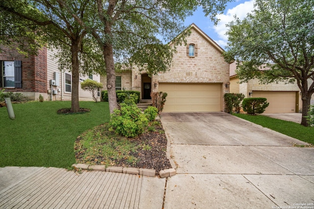 7459 Eagle Ledge, San Antonio, TX 78249 - view of front facade featuring a front lawn, driveway, and brick siding