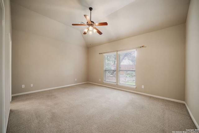 7459 Eagle Ledge, San Antonio, TX 78249 - spare room with a ceiling fan, carpet flooring, baseboards, and vaulted ceiling