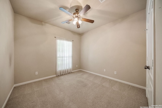7459 Eagle Ledge, San Antonio, TX 78249 - spare room with light colored carpet, baseboards, and ceiling fan