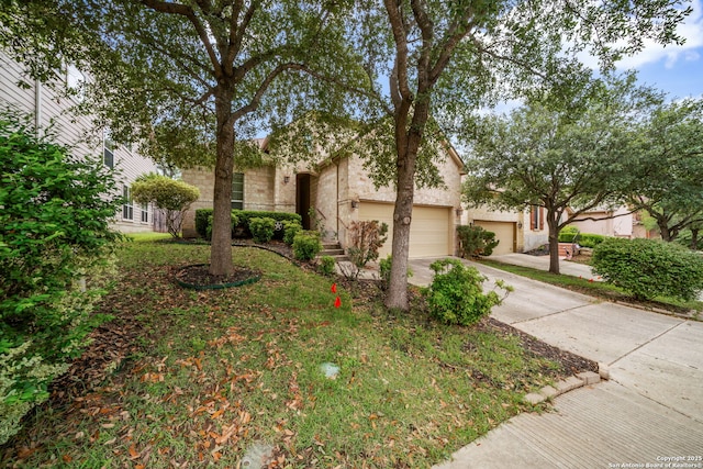 7459 Eagle Ledge, San Antonio, TX 78249 - obstructed view of property with concrete driveway, a garage, and stucco siding