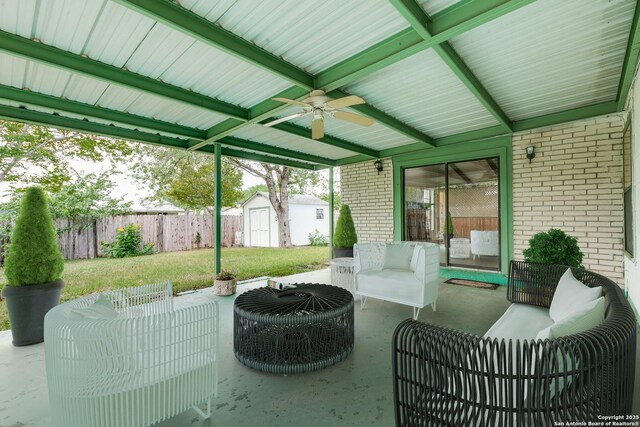 118 Elkins, San Antonio, TX 78226 - view of patio with a ceiling fan and outdoor lounge area