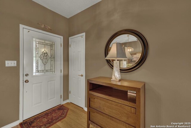 821 Lakeview, Canyon Lake, TX 78133 - foyer with light wood-style floors and baseboards