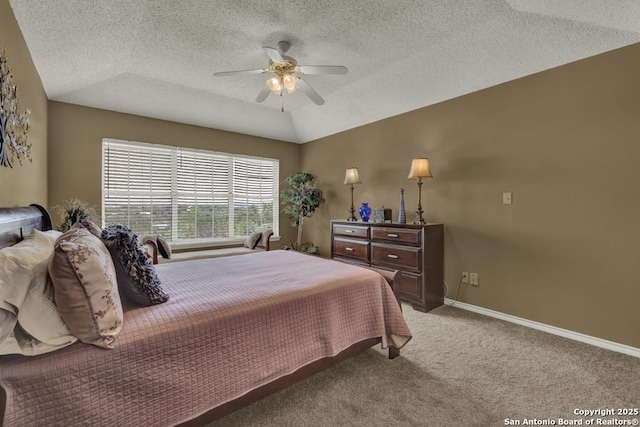 821 Lakeview, Canyon Lake, TX 78133 - carpeted bedroom with a textured ceiling, ceiling fan, and baseboards