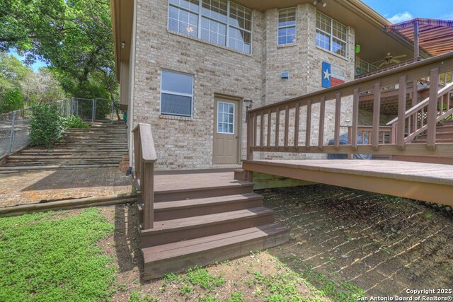 821 Lakeview, Canyon Lake, TX 78133 - wooden terrace with stairway