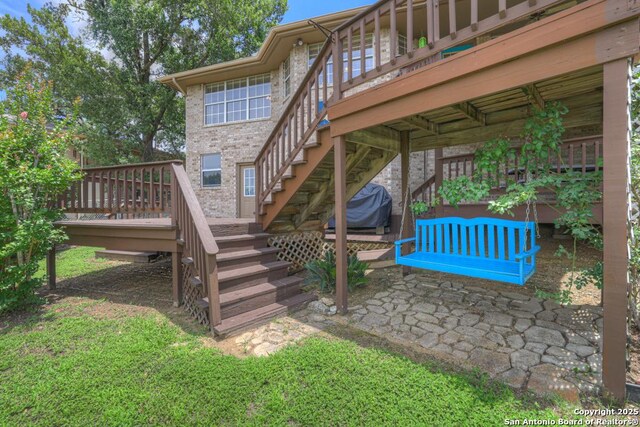 821 Lakeview, Canyon Lake, TX 78133 - exterior space featuring stairs, a deck, and a patio