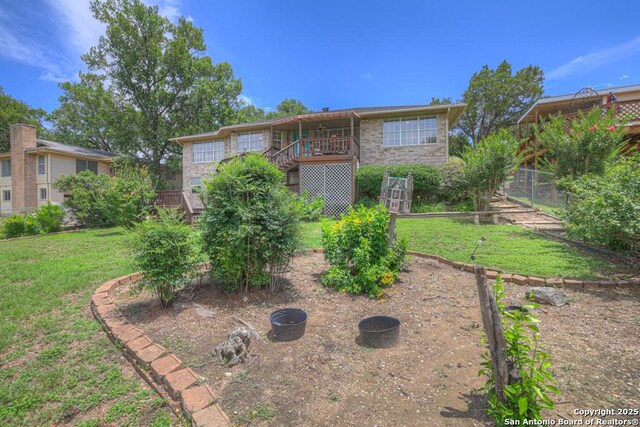 821 Lakeview, Canyon Lake, TX 78133 - rear view of property with stairway