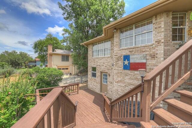 821 Lakeview, Canyon Lake, TX 78133 - wooden terrace with stairway