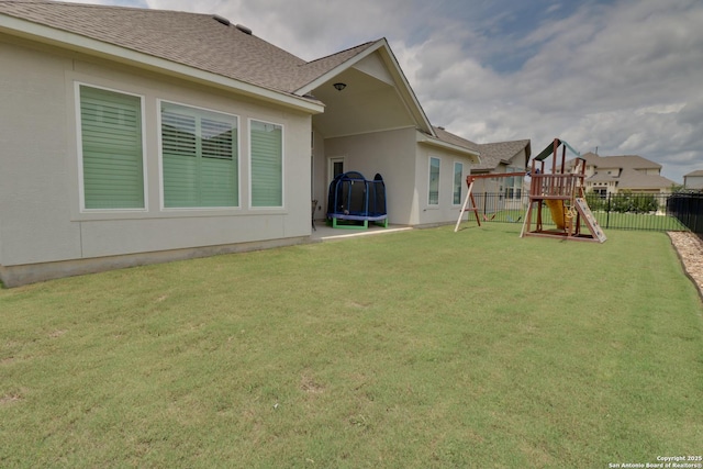 128 Maravillas, Boerne, TX 78006 - view of yard featuring a trampoline and a playground