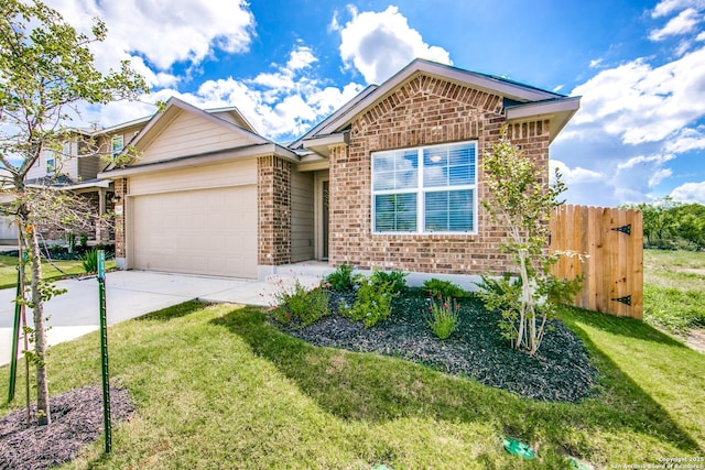 7610 Eclipse Mark, San Antonio, TX 78252 - view of front of property featuring brick siding, an attached garage, and driveway