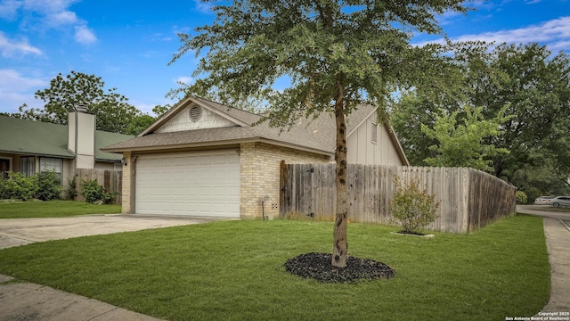 12102 Stoney Cir, San Antonio, TX 78247 - view of front of home with an attached garage, roof with shingles, concrete driveway, brick siding, and board and batten siding