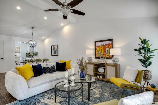 12102 Stoney Cir, San Antonio, TX 78247 - living area with a ceiling fan, wood finished floors, recessed lighting, and a chandelier