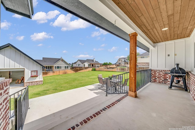 104 Bayberry Ct, La Vernia, TX 78121 - view of patio featuring a residential view and a grill