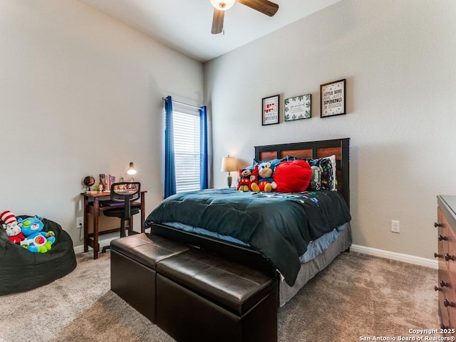 5344 Jasmine, Bulverde, TX 78163 - carpeted bedroom with baseboards and ceiling fan