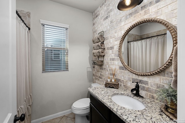 891 Noel, New Braunfels, TX 78130 - full bath featuring vanity, tasteful backsplash, toilet, tile patterned flooring, and baseboards