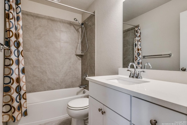 5614 Burr Blf, San Antonio, TX 78266 - full bathroom with vanity, shower / bath combination with curtain, and toilet