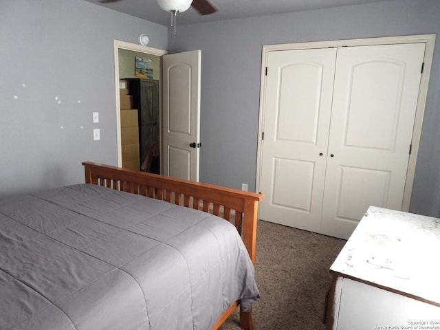 155 Scenic Cir, Lakehills, TX 78063 - carpeted bedroom with a closet and a ceiling fan