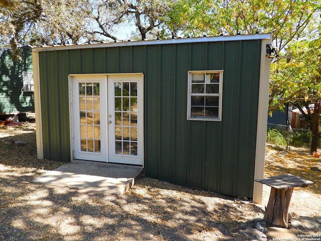 155 Scenic Cir, Lakehills, TX 78063 - view of outbuilding featuring french doors