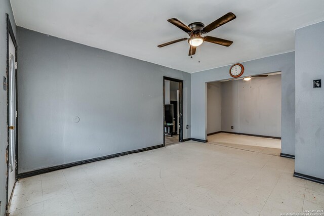 2927 Lasses, San Antonio, TX 78223 - unfurnished room with a ceiling fan, light flooring, and baseboards