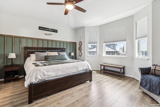 4902 Oxbow Bnd, Saint Hedwig, TX 78152 - bedroom with wood finished floors, baseboards, and ceiling fan
