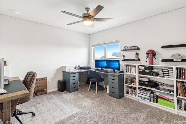4902 Oxbow Bnd, Saint Hedwig, TX 78152 - office area featuring carpet floors and a ceiling fan