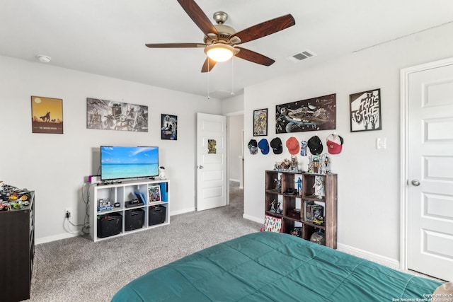 4902 Oxbow Bnd, Saint Hedwig, TX 78152 - bedroom with carpet, baseboards, and ceiling fan