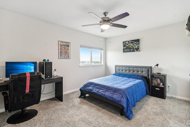 4902 Oxbow Bnd, Saint Hedwig, TX 78152 - bedroom with carpet flooring, an office area, baseboards, and ceiling fan