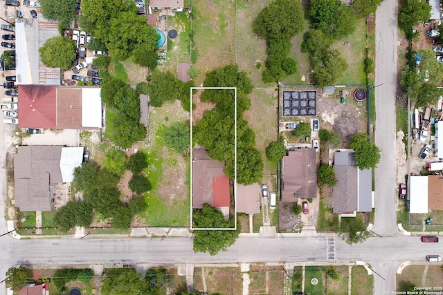 213 Hosack, San Antonio, TX 78211 - aerial view of property's location with property boundaries highlighted and nearby suburban area