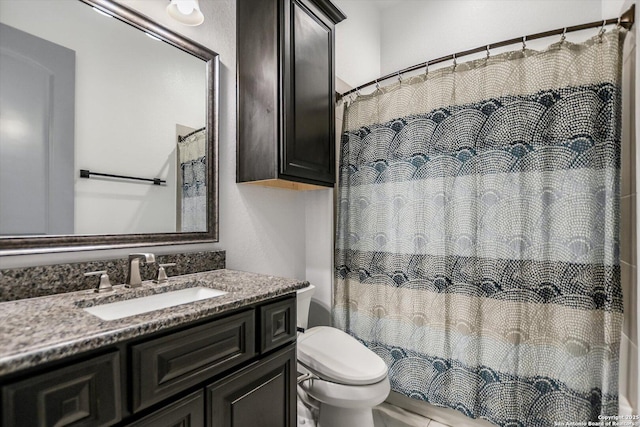 427 Bella Montagna Cir, Austin, TX 78734 - bathroom with vanity, toilet, and a shower with shower curtain