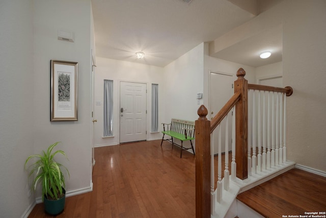 4706 Granite Shls, San Antonio, TX 78244 - foyer featuring hardwood / wood-style flooring, baseboards, and stairway